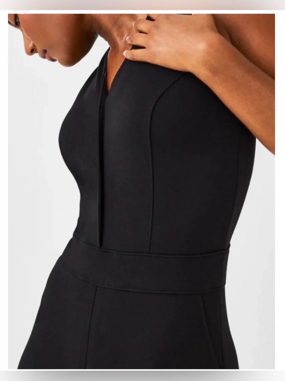 SPANX Black Sleeveless V-Neck Tailored Jumpsuit - Picture 2 of 8